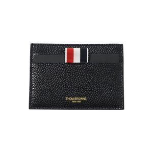 Thom Browne Card Holder with Note Compartment in Black Leather